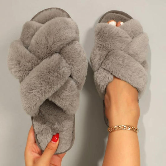 Fluffy House Slippers - Grey (Pre Order)